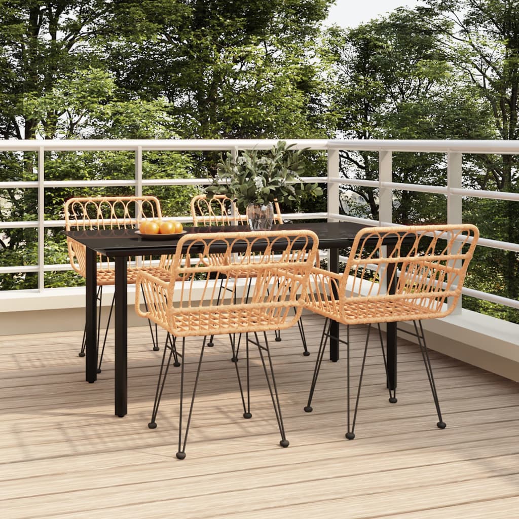 5 Pcs conjunto de jantar p/ jardim vime PE