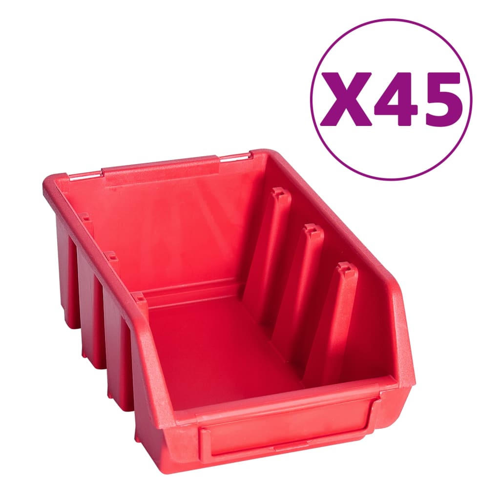 96 Pcs kit caixas arrumação com painéis parede vermelho e preto