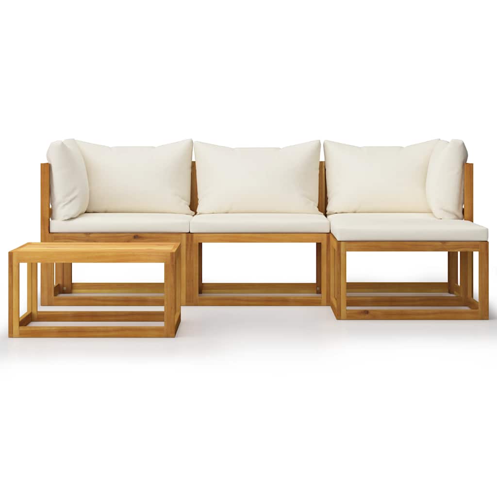 5 Pcs conj. lounge jardim c/ almofadões madeira acácia maciça