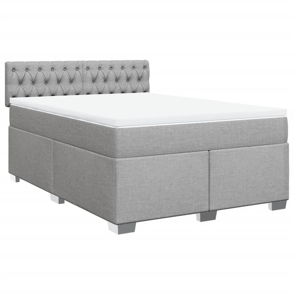 Cama com molas/colchão 140x190 cm tecido cinzento-claro