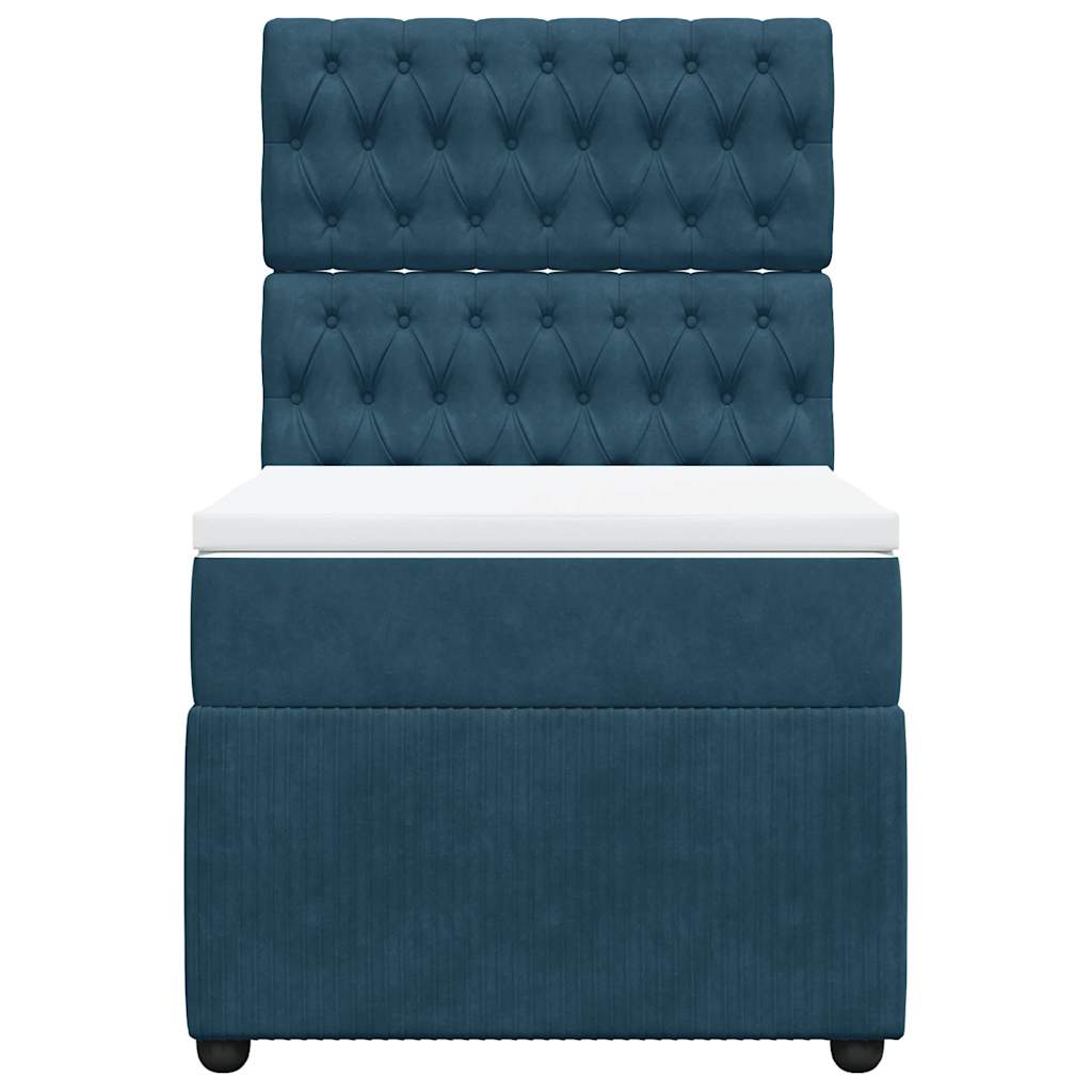 Cama com molas/colchão 100x200 cm veludo azul-escuro