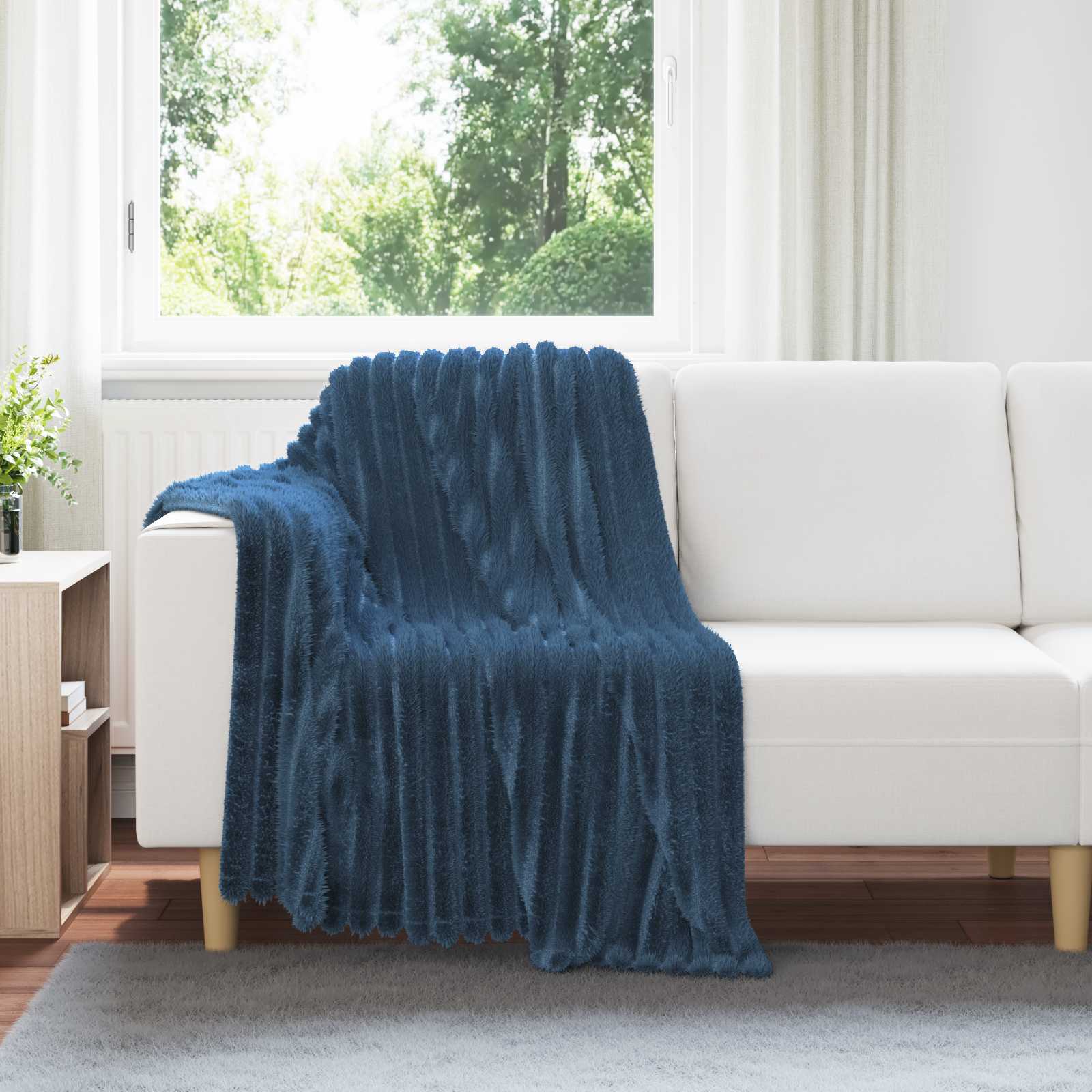 Cobertor azul marinho 150 x 130 cm lã