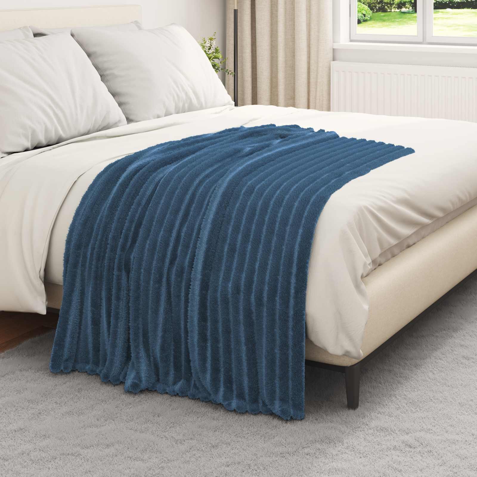 Cobertor azul marinho 150 x 130 cm lã