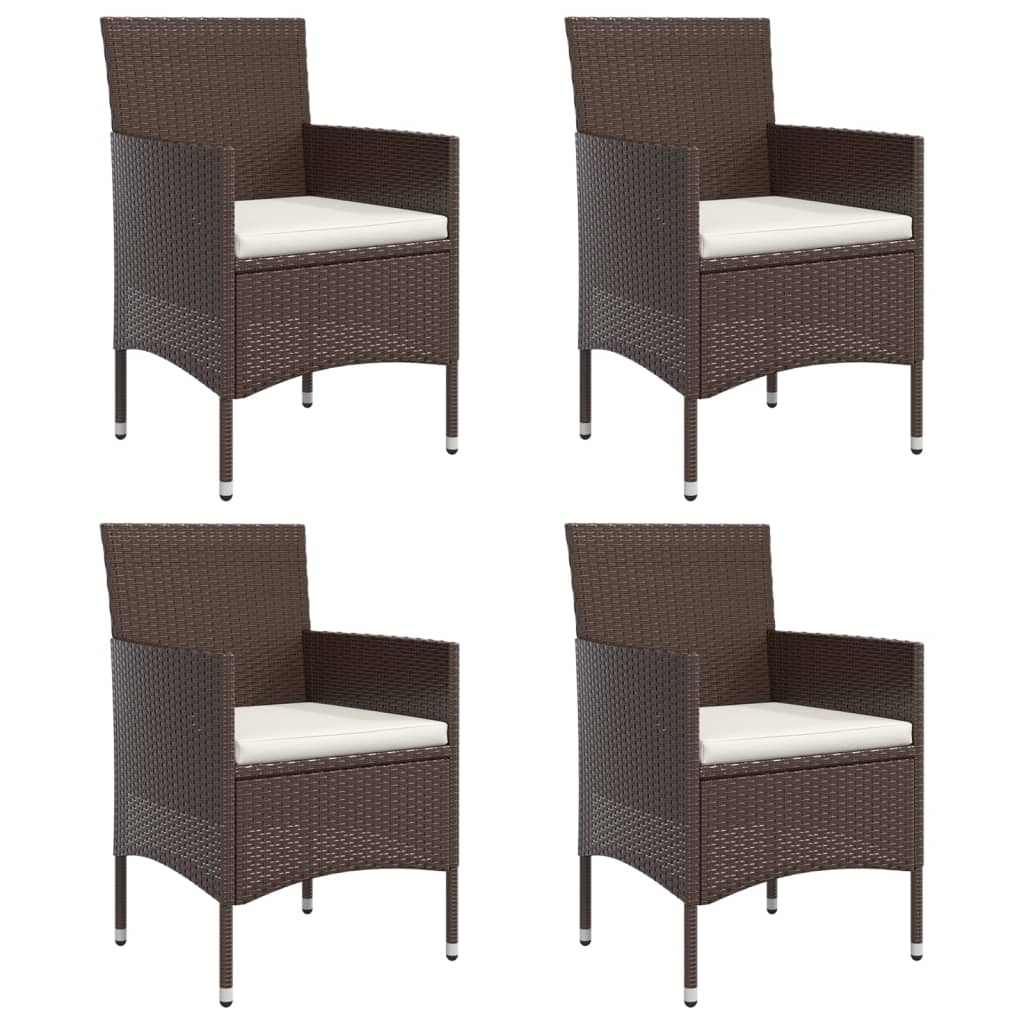 5 Pcs conjunto de jantar p/ jardim c/ almofadões castanho/preto