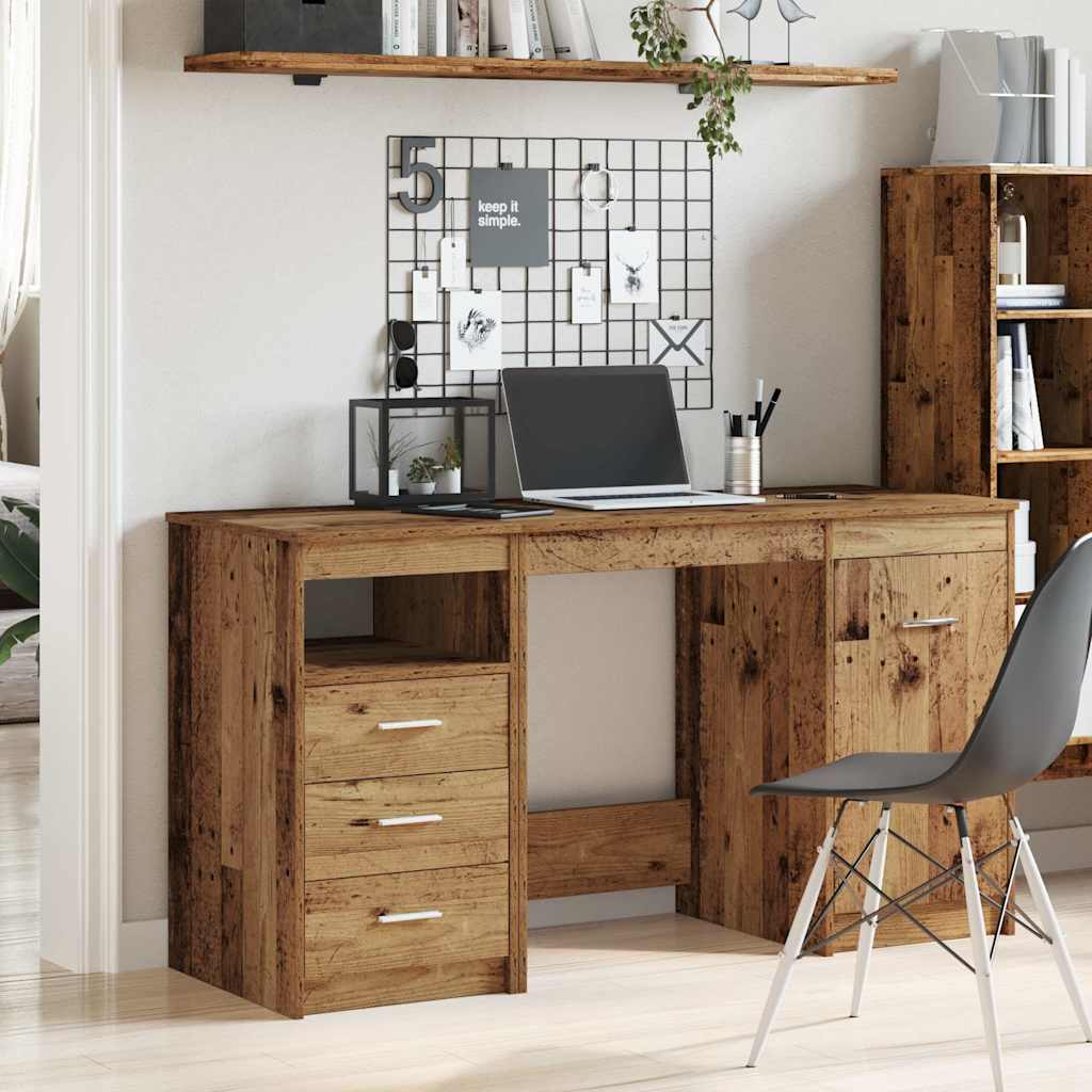 Mesa com armário em madeira engenheirada estilo antigo