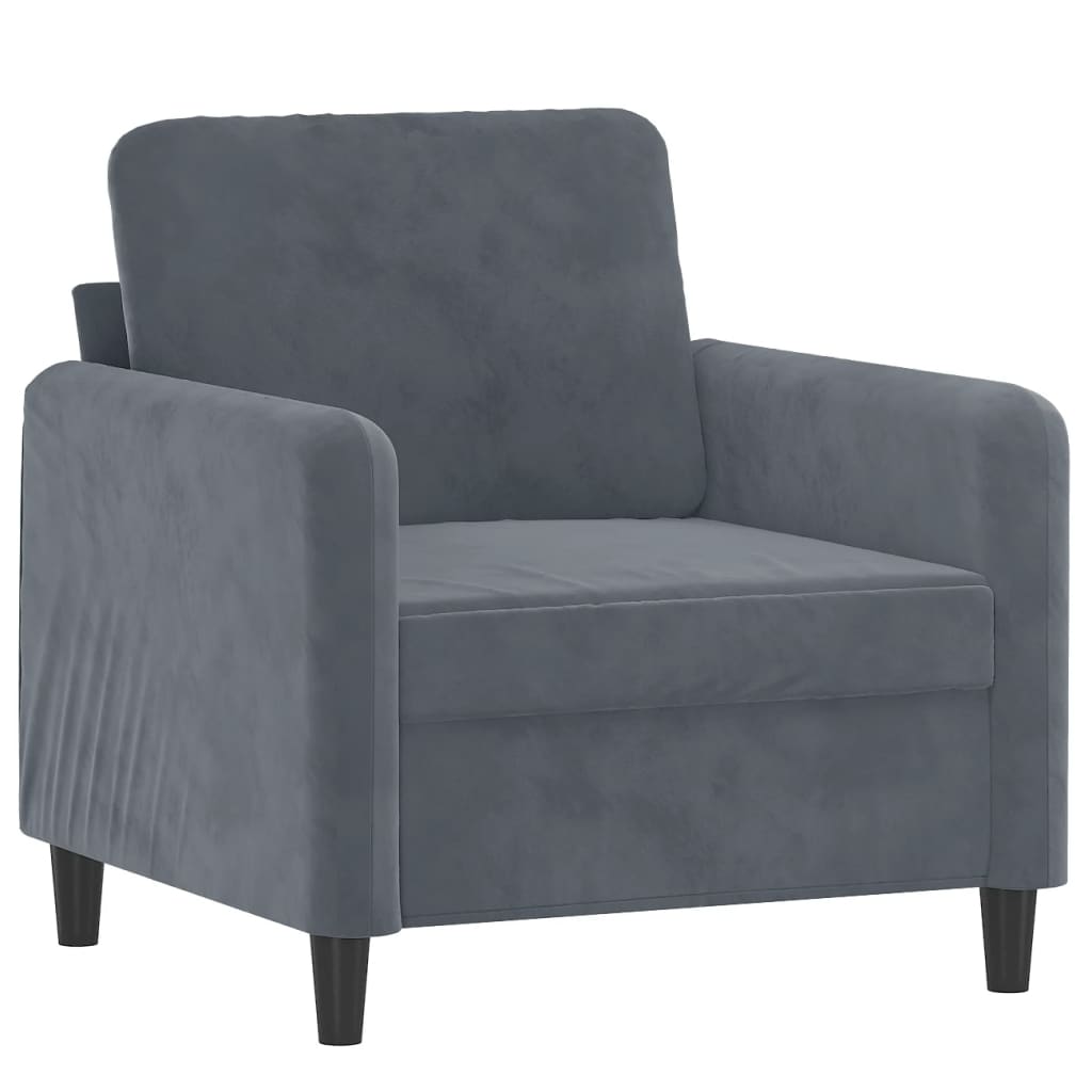 3 Pcs conjunto de sofás veludo cinzento-escuro