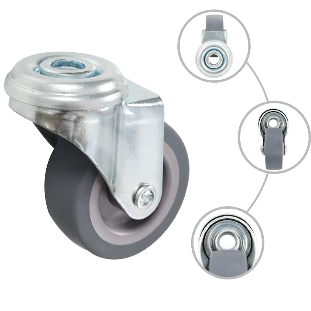 24 Pcs rodas giratórias com furo roscado 50 mm