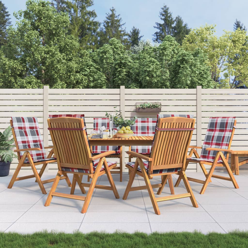 Cadeiras de jardim reclináveis c/ almofadões 6 pcs teca maciça