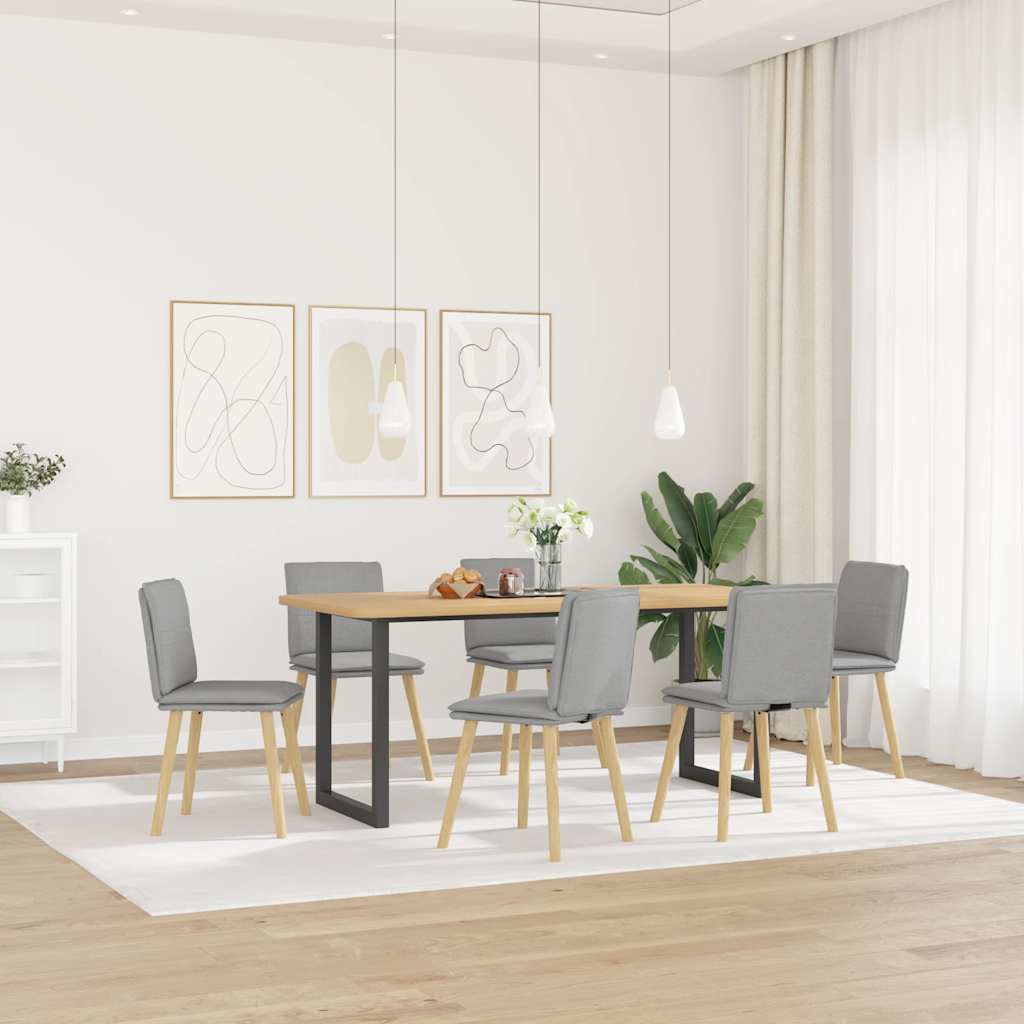 Cadeiras de jantar 6 pcs tecido cinza nuvem