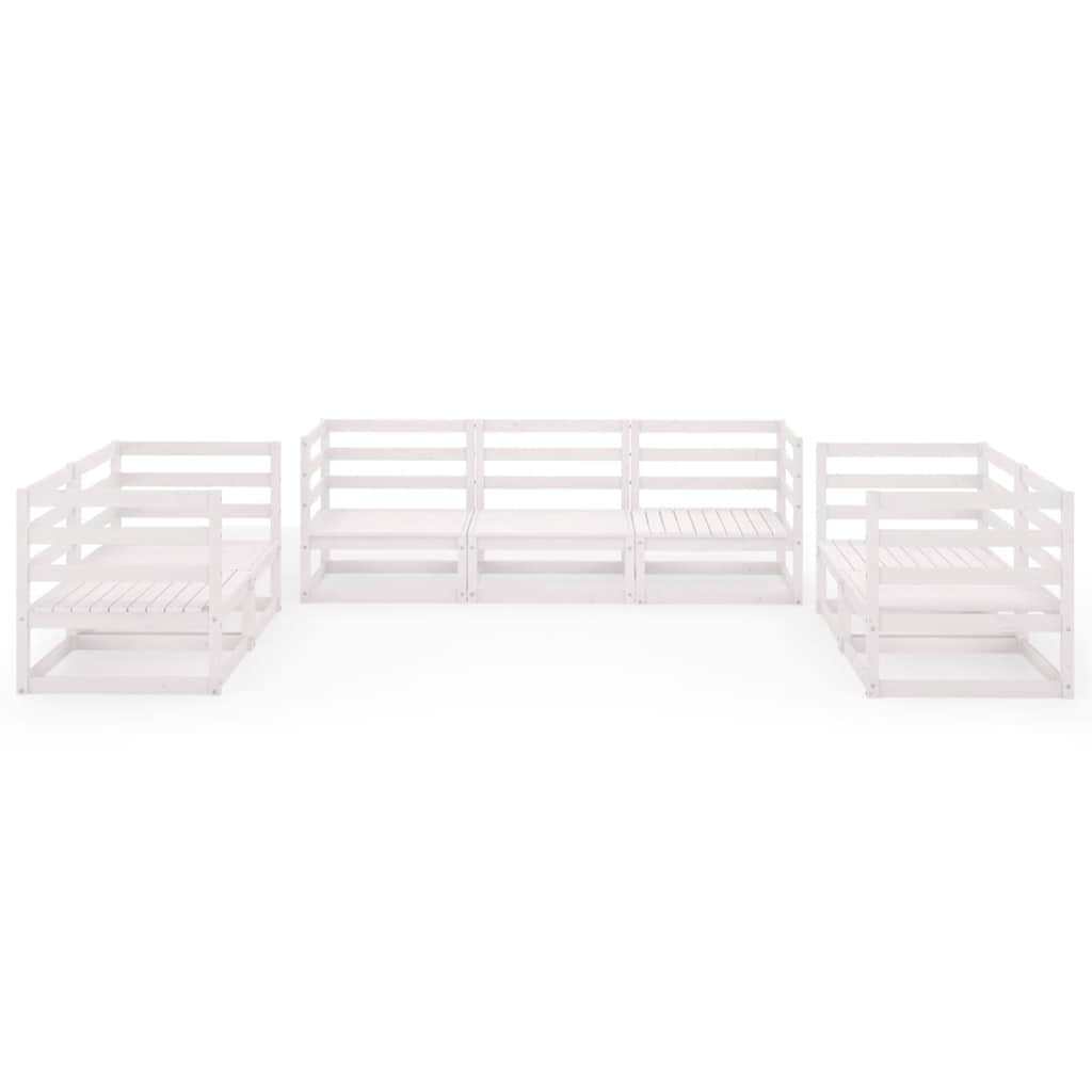 7 Pcs conjunto lounge de jardim pinho maciço branco