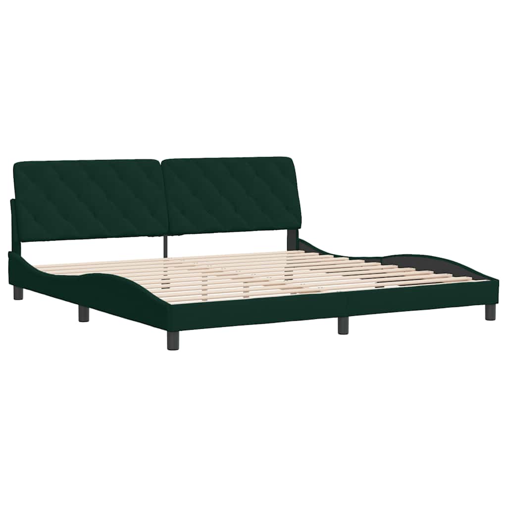 Estrutura de cama sem colchão 200x200 cm veludo verde-escuro