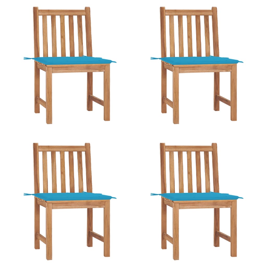 Cadeiras de jardim c/ almofadões 4 pcs madeira de teca maciça