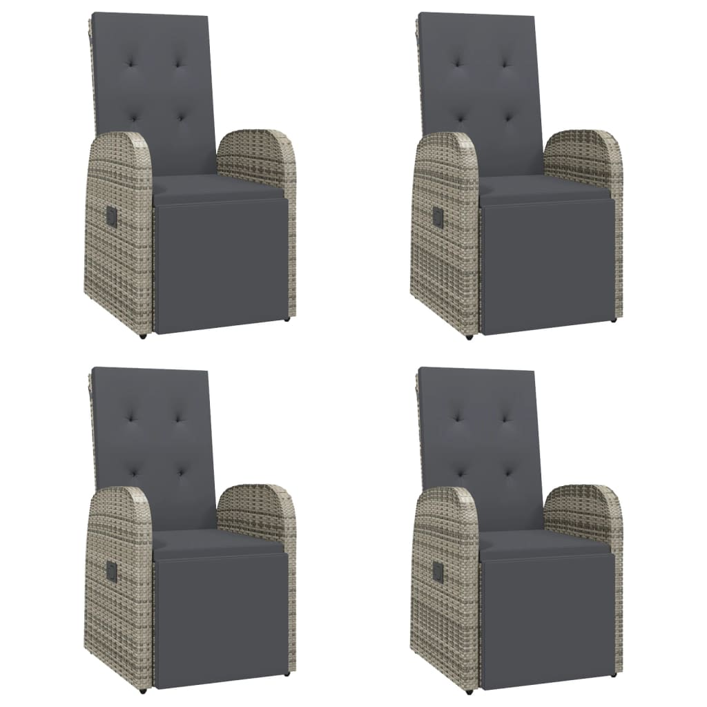 5 Pcs conjunto de jantar p/ jardim c/ almofadões vime PE cinza