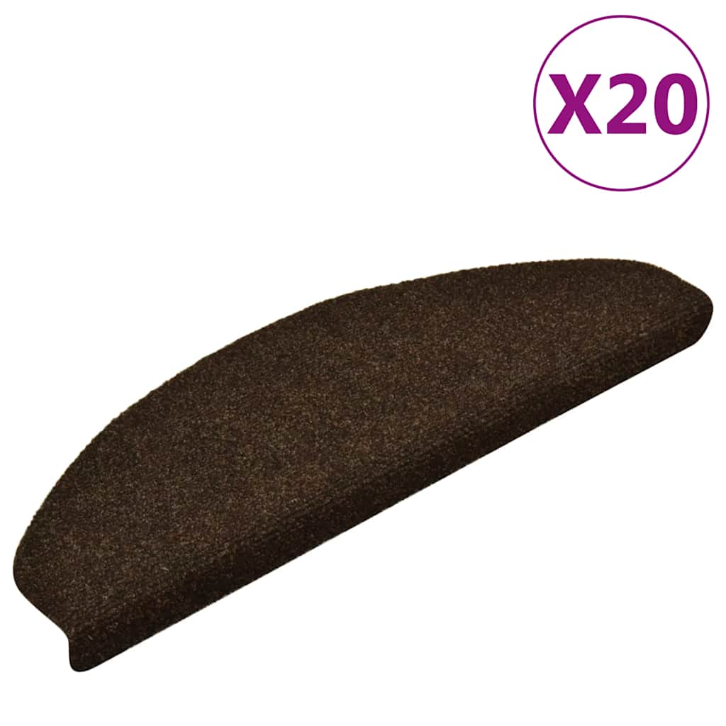 Tapetes de escada autoadesivos 20 peças 65x21x4 cm marrom semicircular grande