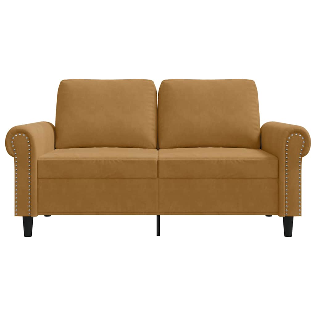 Sofá de 2 lugares veludo 120 cm castanho