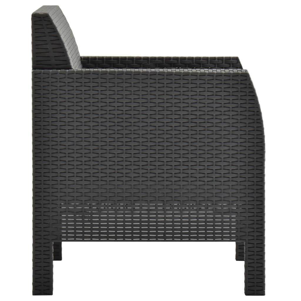 Cadeiras de jardim com almofadões 2 pcs vime PP antracite