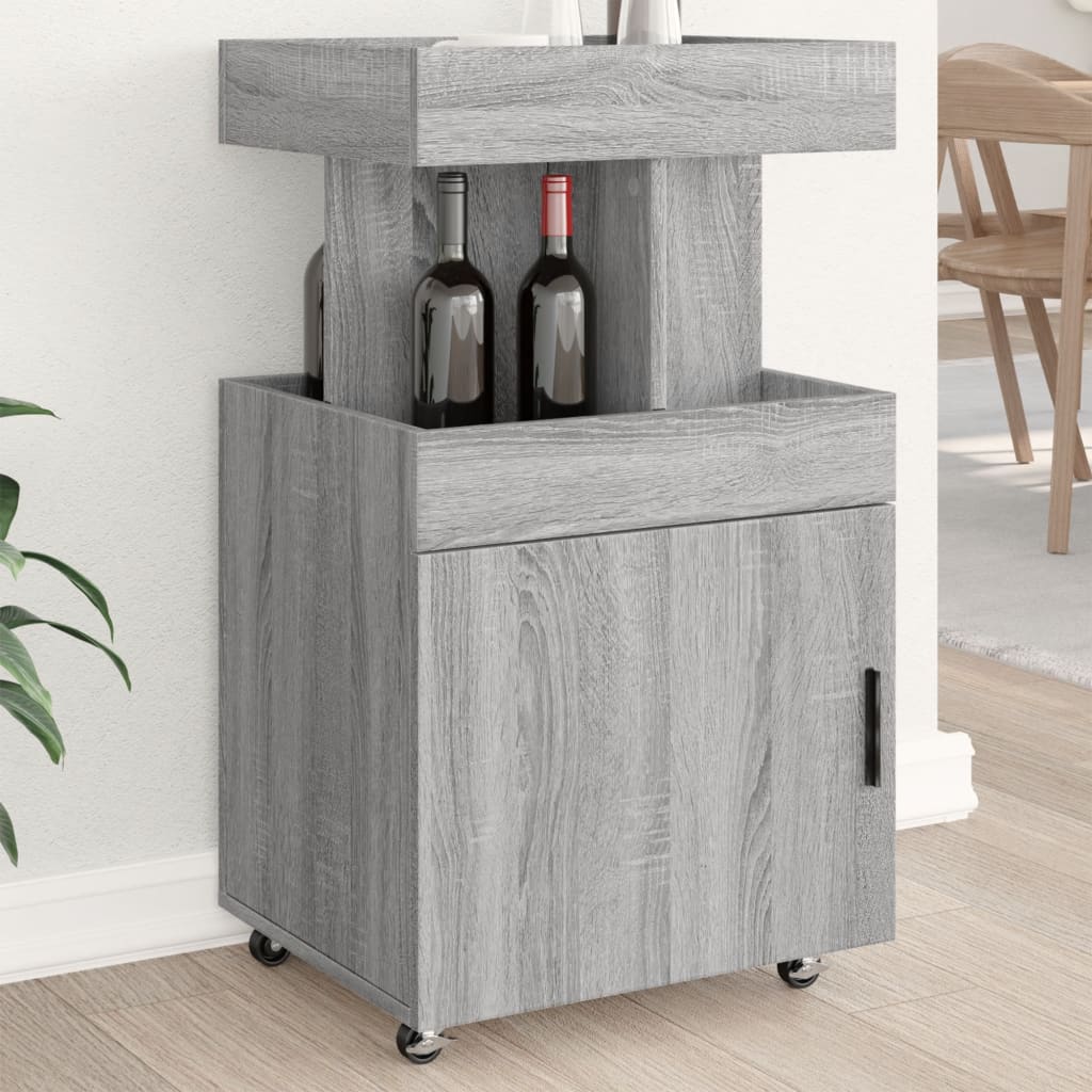 Carrinho de bar 50x41x89cm derivados de madeira cinzento sonoma