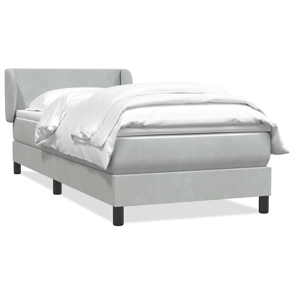 Cama com molas/colchão cinzento-claro 80x210 cm veludo