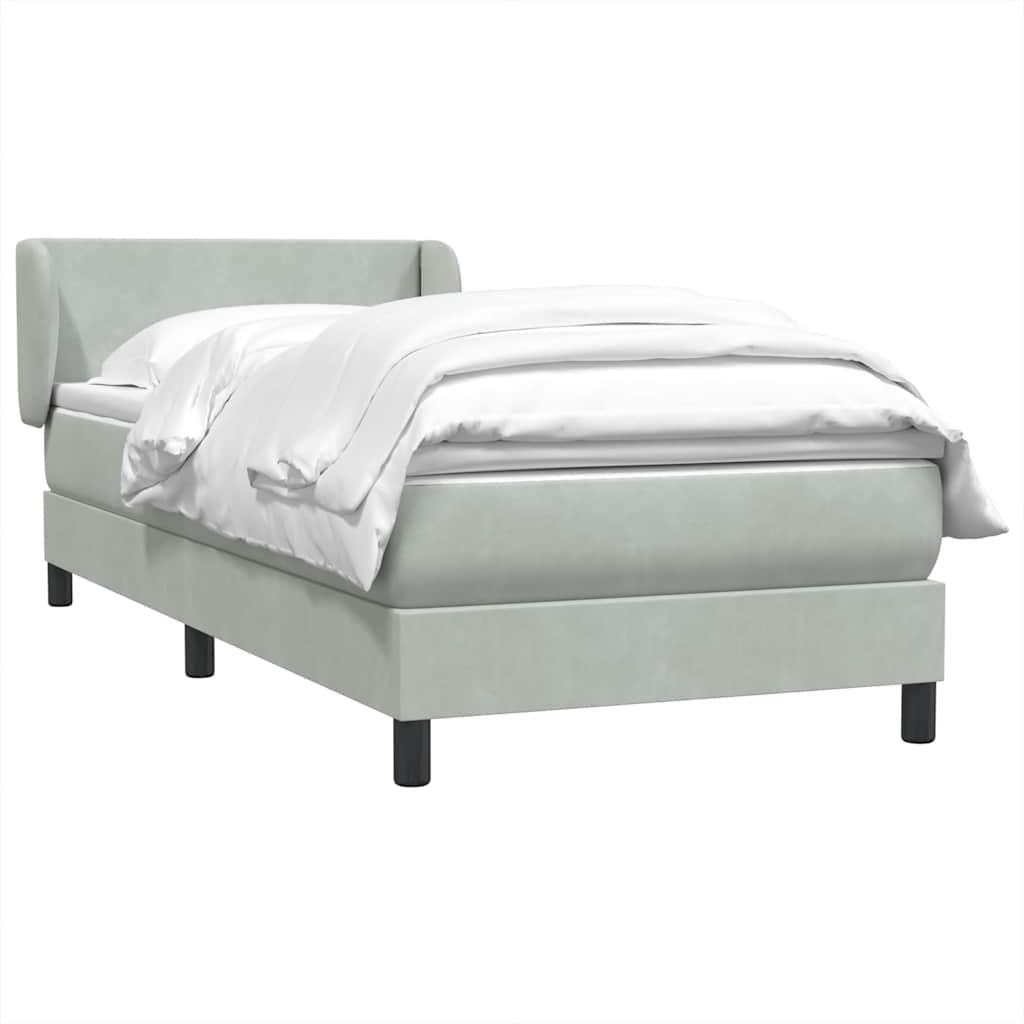 Cama com molas/colchão cinzento-claro 80x210 cm veludo