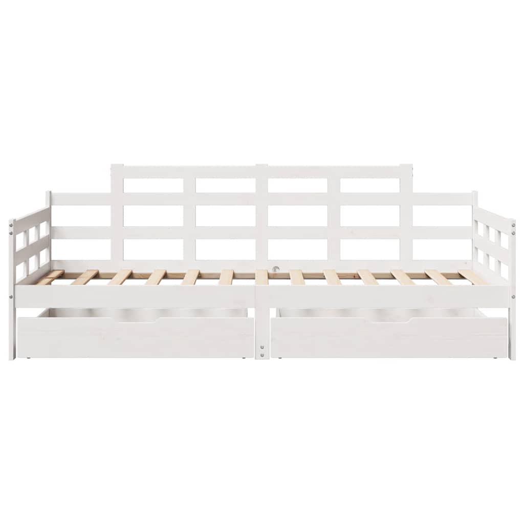 Sofá-cama c/ gavetas 90x200cm madeira de pinho maciça branco