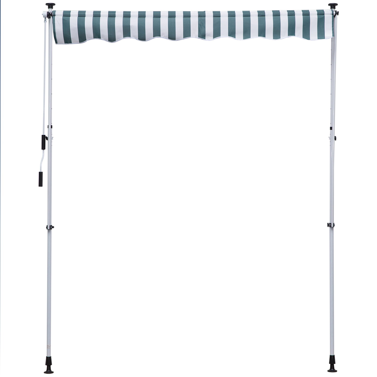 Toldo manual retrátil 200x150 cm com manivela de alumínio ângulo ajustável proteção solar para varanda verde e branco