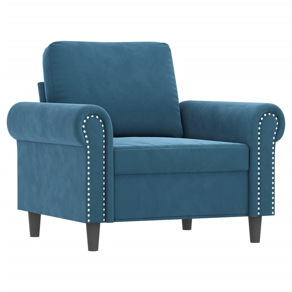 4 Pcs conjunto de sofás com almofadas veludo azul