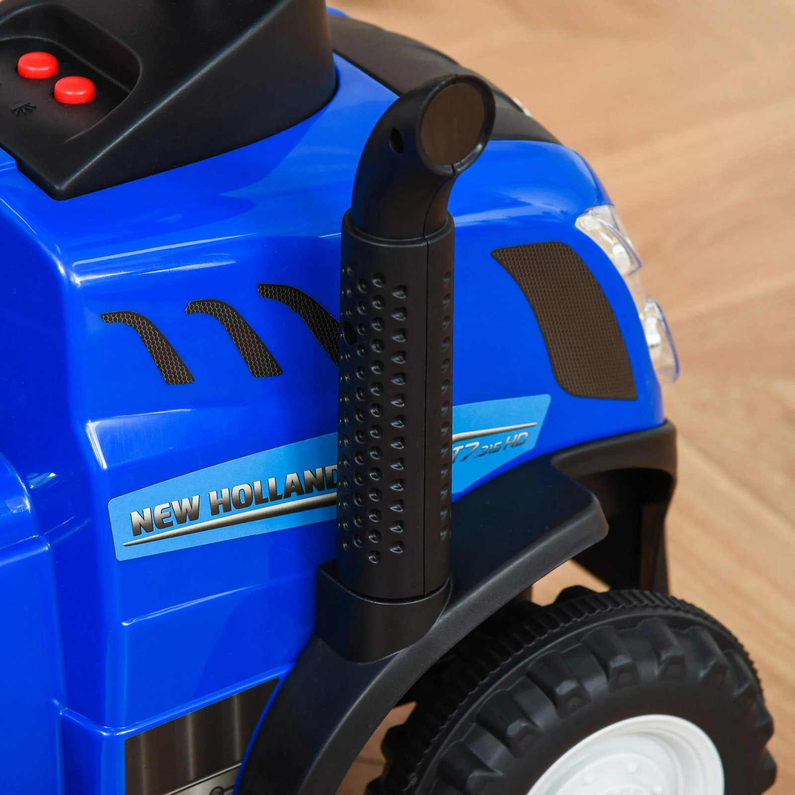 Trator para Crianças de 12-36 Meses com Reboque Removível Carro Andador com Buzina Farol Pá e Ancinho Carga 25kg 91x29x44cm Azul