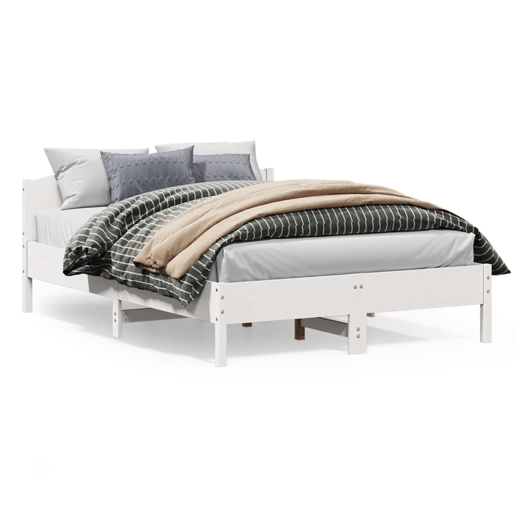 Cama sem colchão 120x200 cm madeira de pinho maciça branco