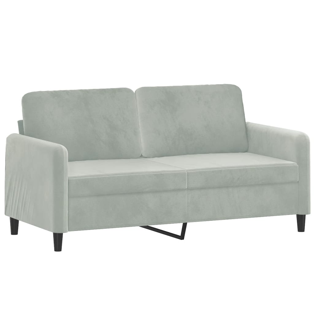 2 Pcs conjunto de sofás veludo cinzento-claro