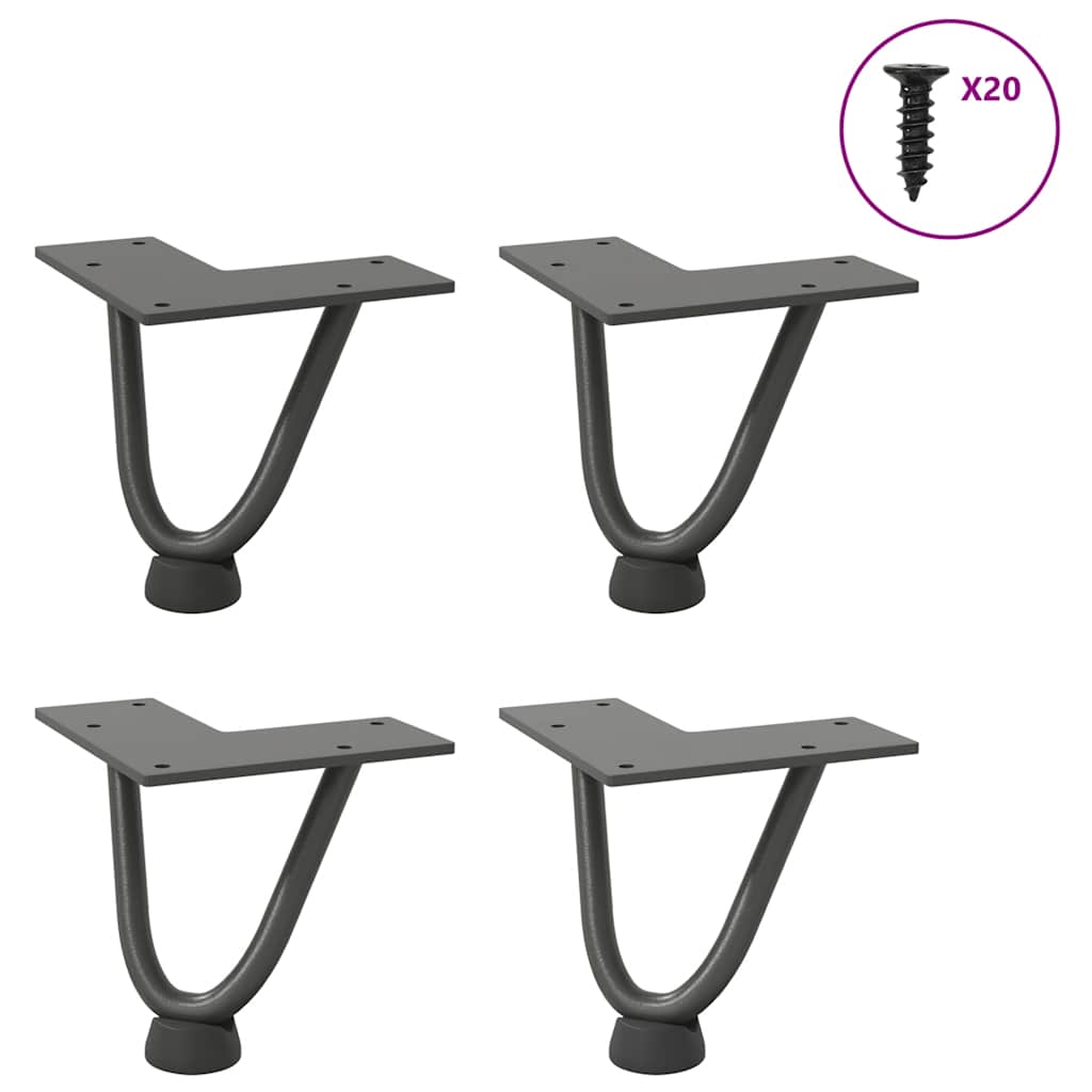 Pernas de grampo para mesa de centro 4 peças antracite 10 cm aço maciço