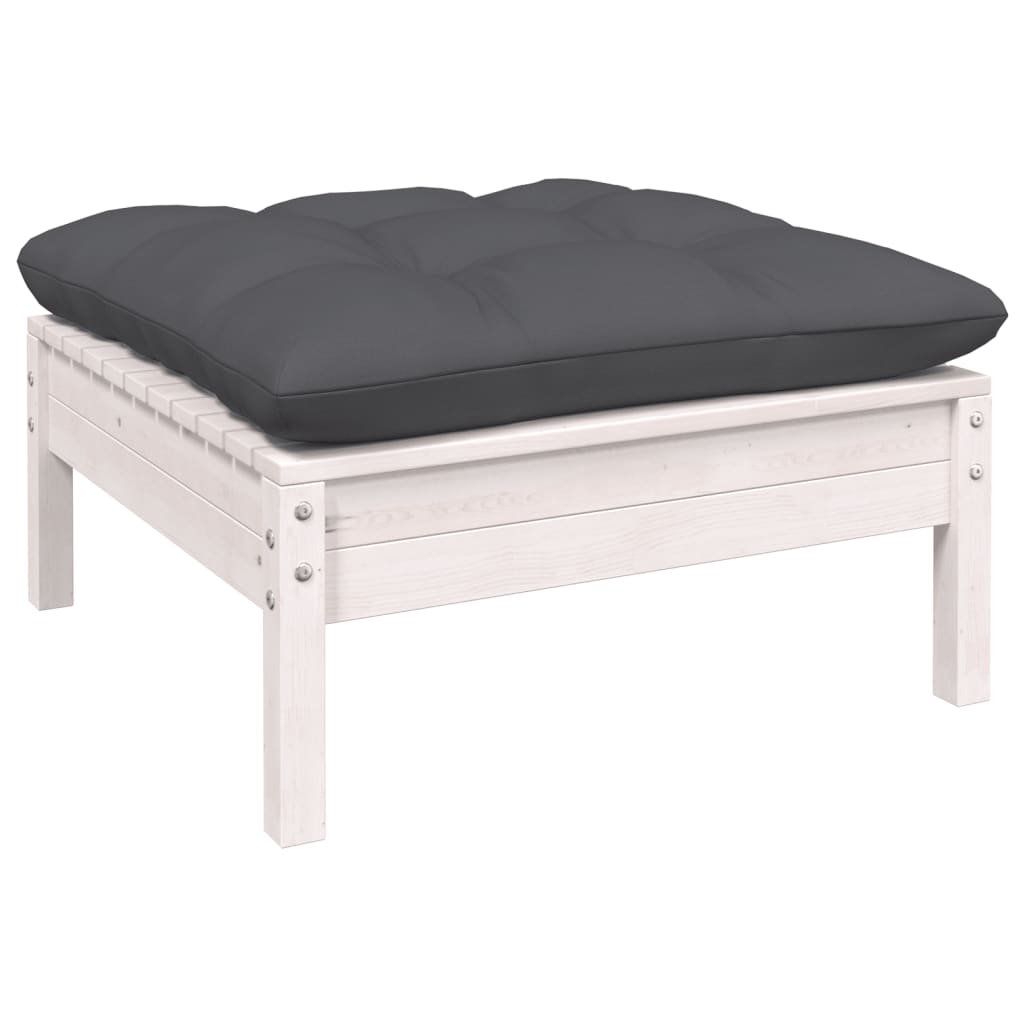 12 Pcs conjunto lounge de jardim c/ almofadões pinho branco