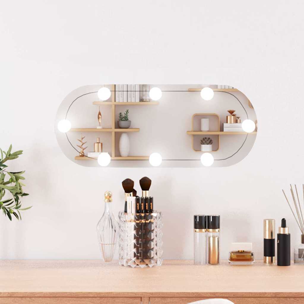 Espelho de parede oval com luzes LED 20x50 cm vidro