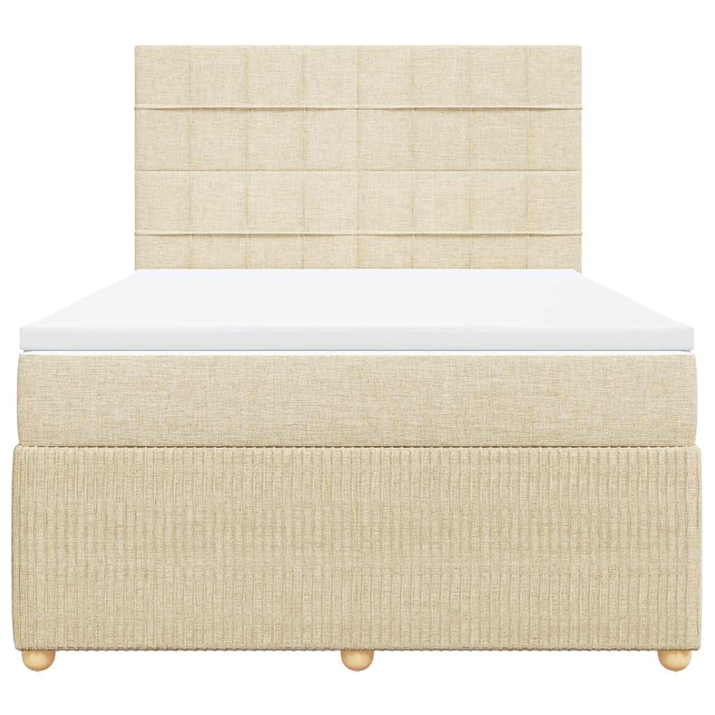 Cama com molas/colchão 140x190 cm tecido cor creme