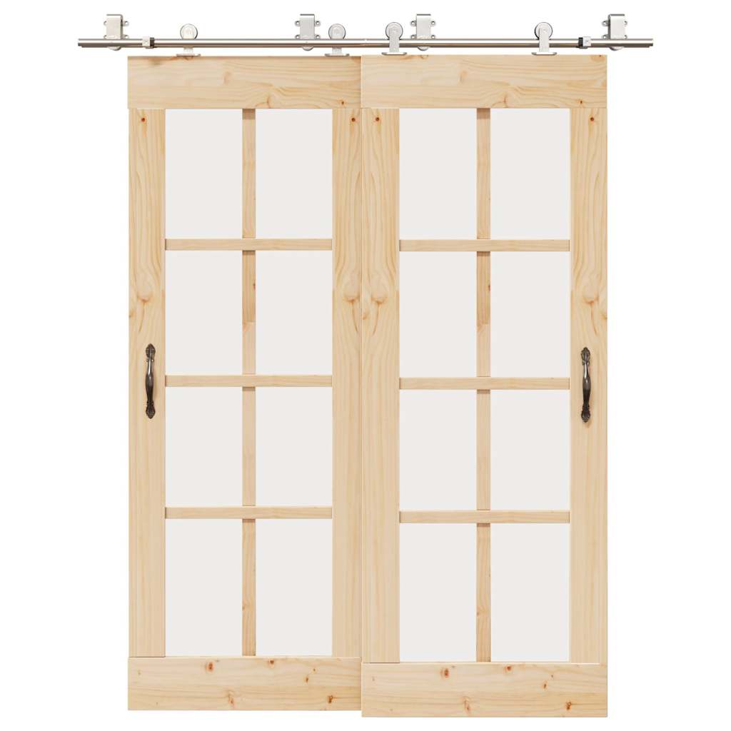 Kit ferragens p/ porta deslizante 183cm aço inoxidável prateado