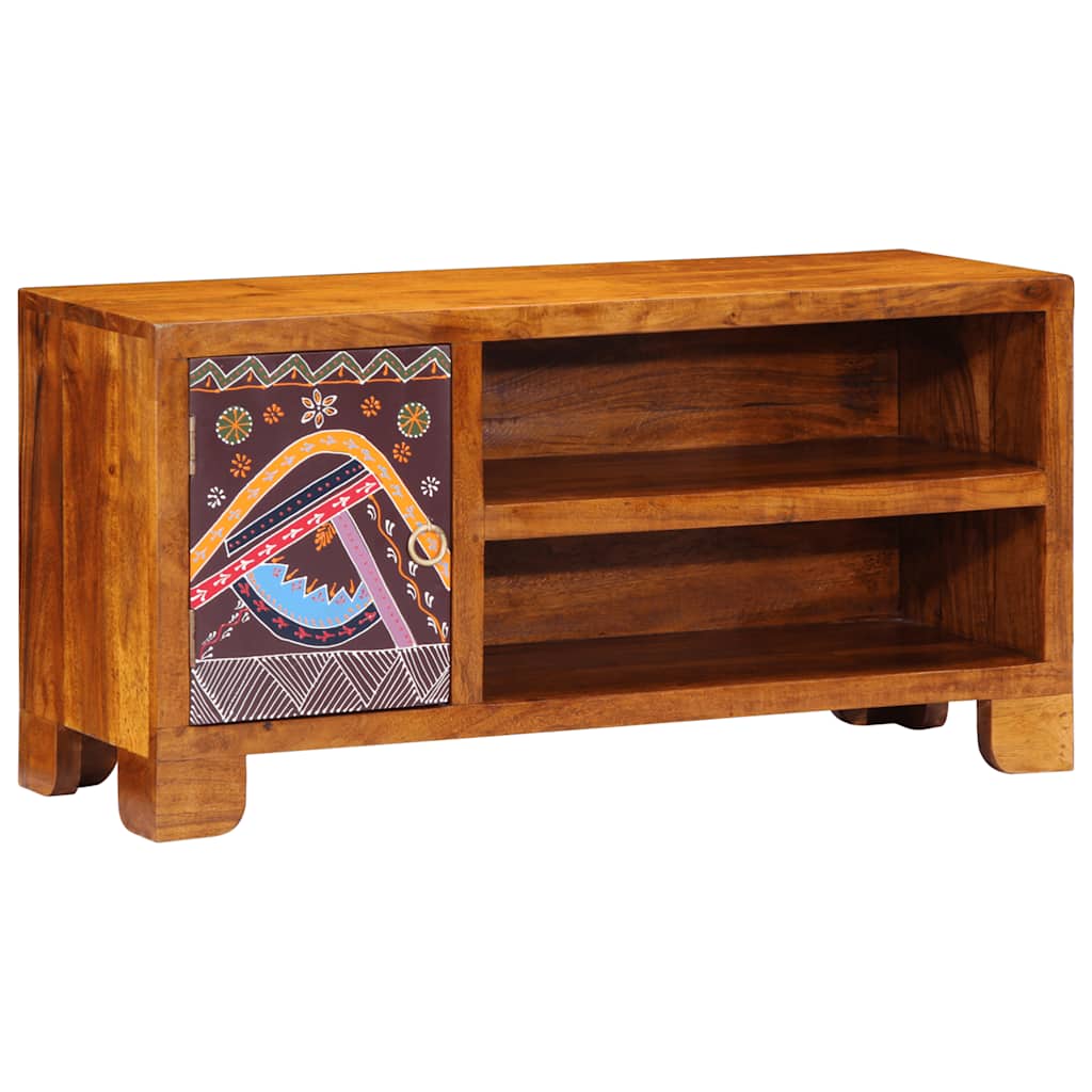 Móvel de TV multicor 90x30x45 cm madeira de acácia maciça