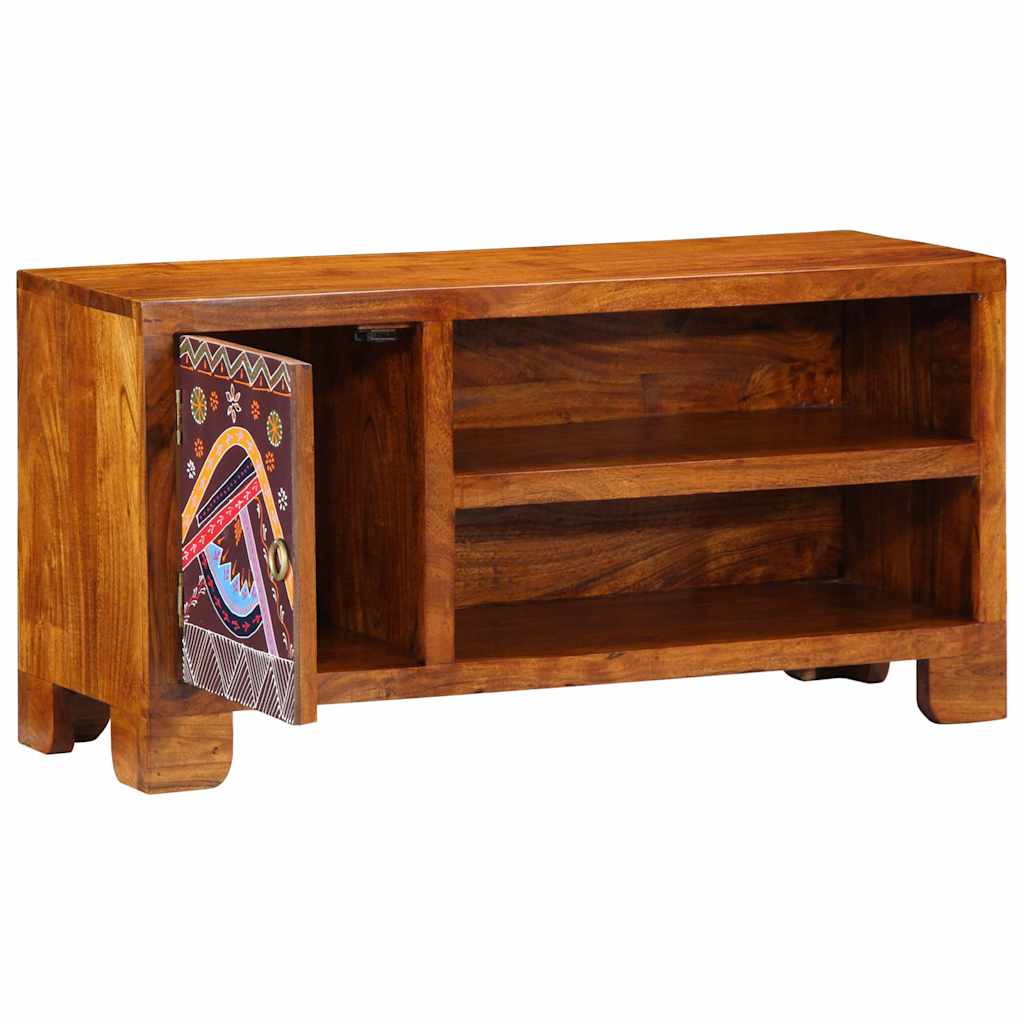 Móvel de TV multicor 90x30x45 cm madeira de acácia maciça