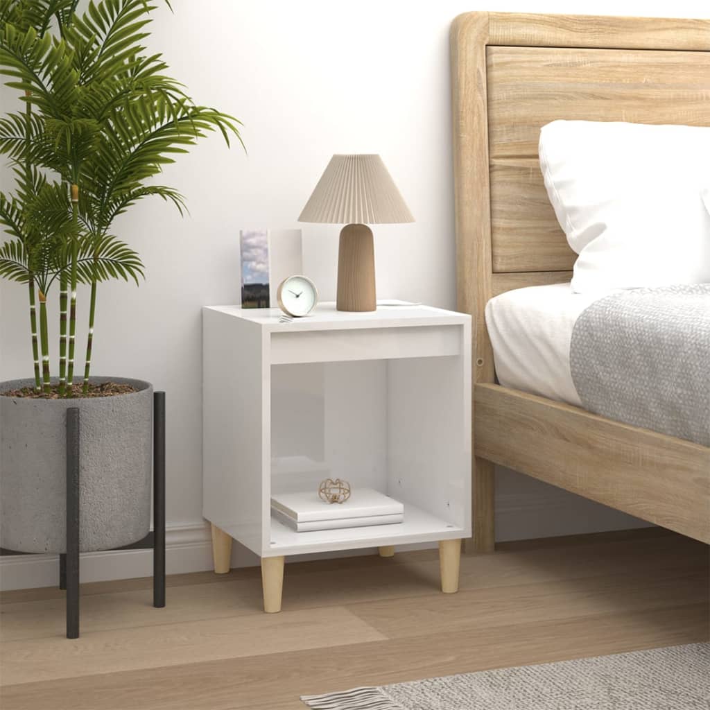 Mesas de cabeceira 2 pcs 40x35x50 cm branco brilhante