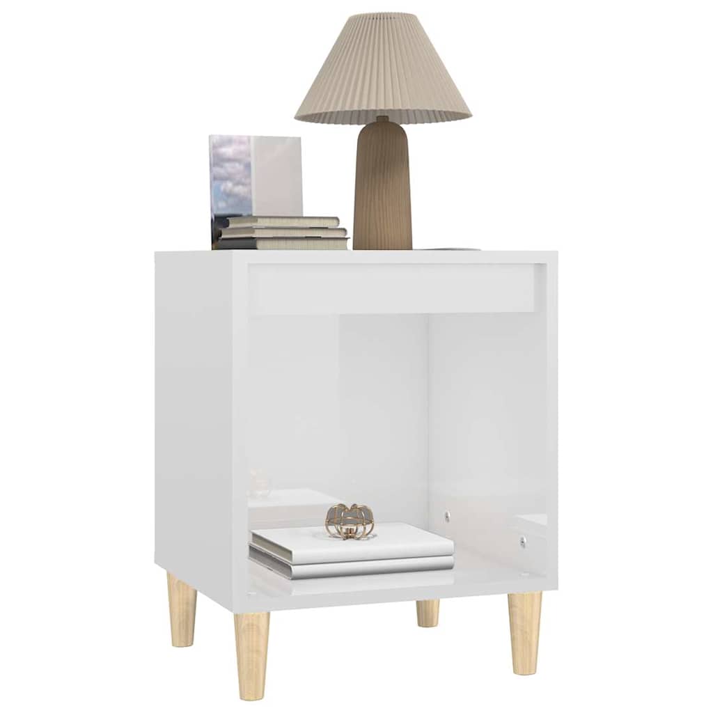 Mesas de cabeceira 2 pcs 40x35x50 cm branco brilhante