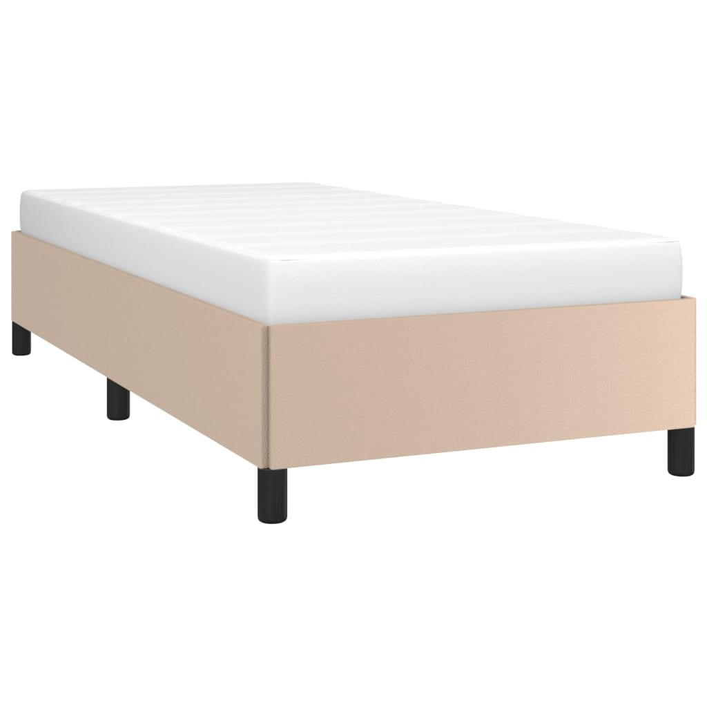 Estrutura de cama sem colchão 90x200 cm couro artificial cappuccino