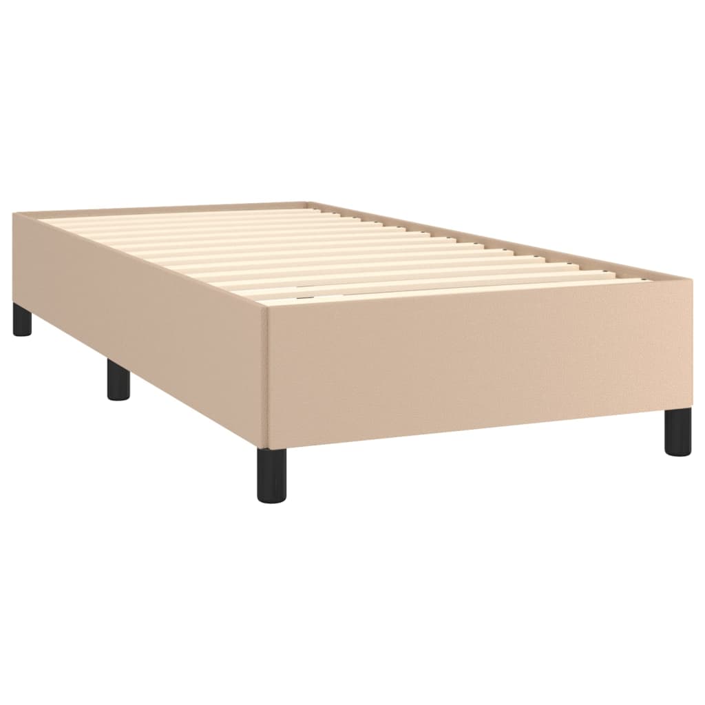 Estrutura de cama sem colchão 90x200 cm couro artificial cappuccino