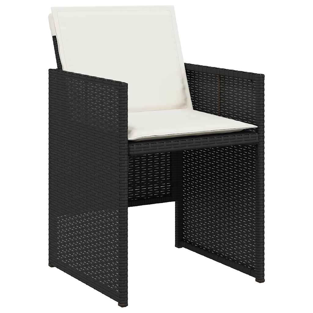 11 Pcs conjunto de jantar p/ jardim c/ almofadões vime PE preto