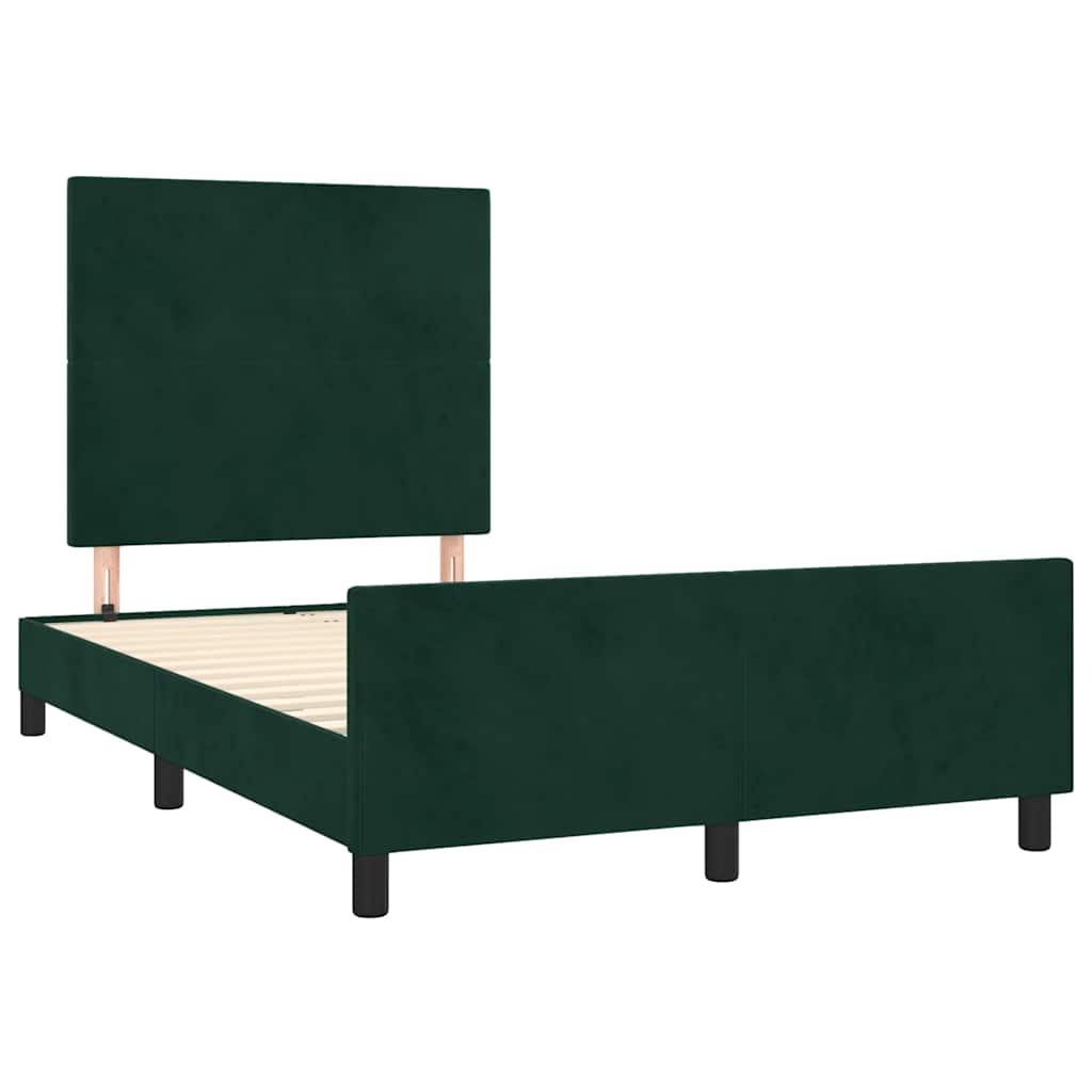 Estrutura de cama com colchão verde escuro 120x190 cm veludo