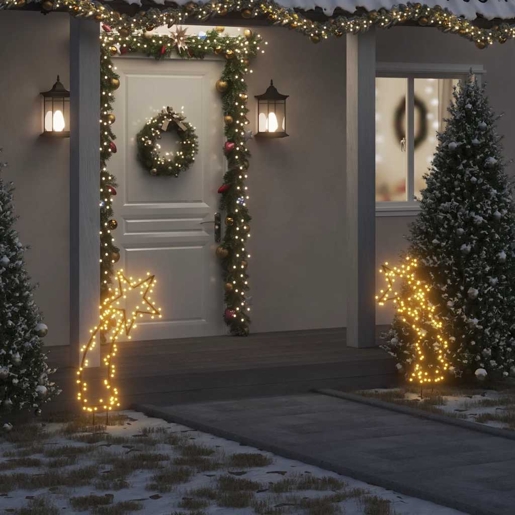 Decoração de natal meteoro c/ luz e estacas 115 luzes LED 85 cm