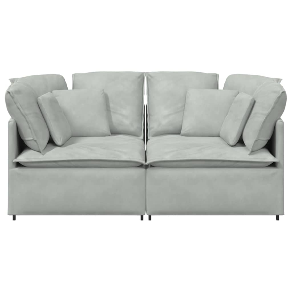 Sofá modular com almofadas veludo cinzento-claro
