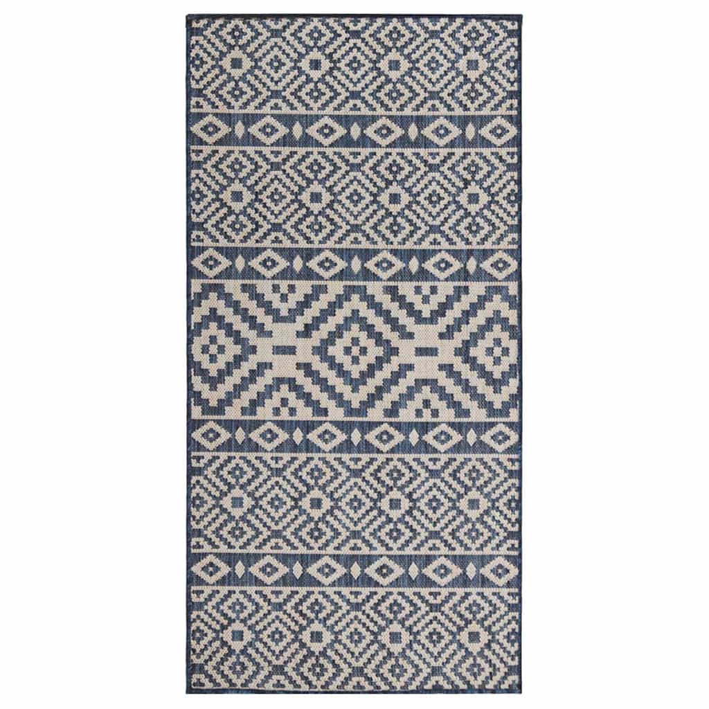 Tapete de tecido plano para exterior 80x150 cm riscas azuis