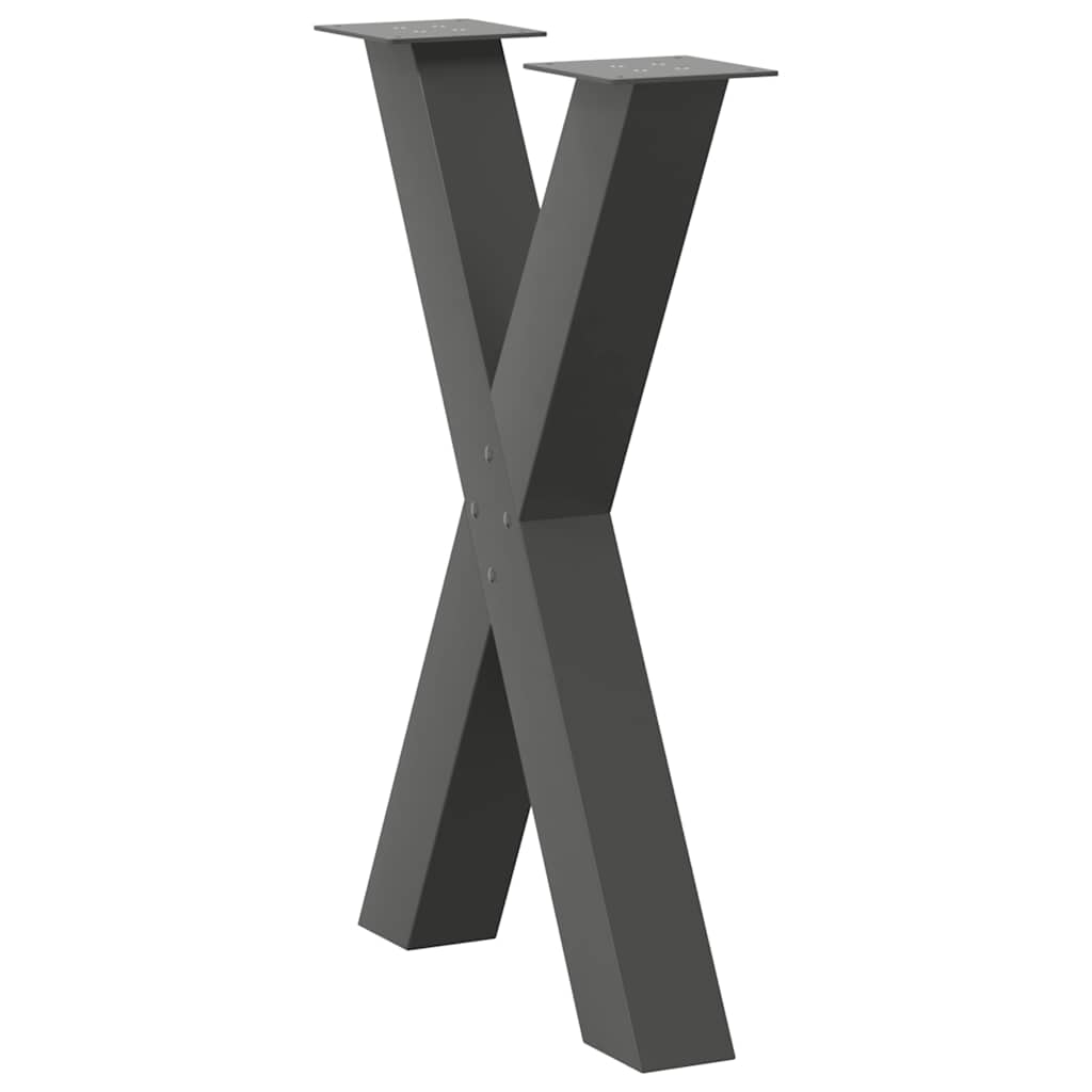 Pés para mesa de jantar em formato de x, 2 peças, antracite, 50x(72-73) cm, aço