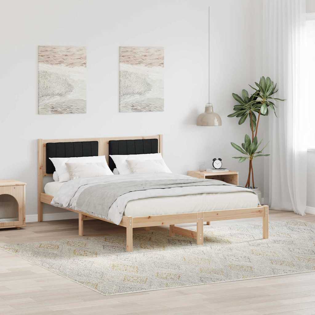 Estrutura de cama com cabeceira estofada preto 120 x 190 cm