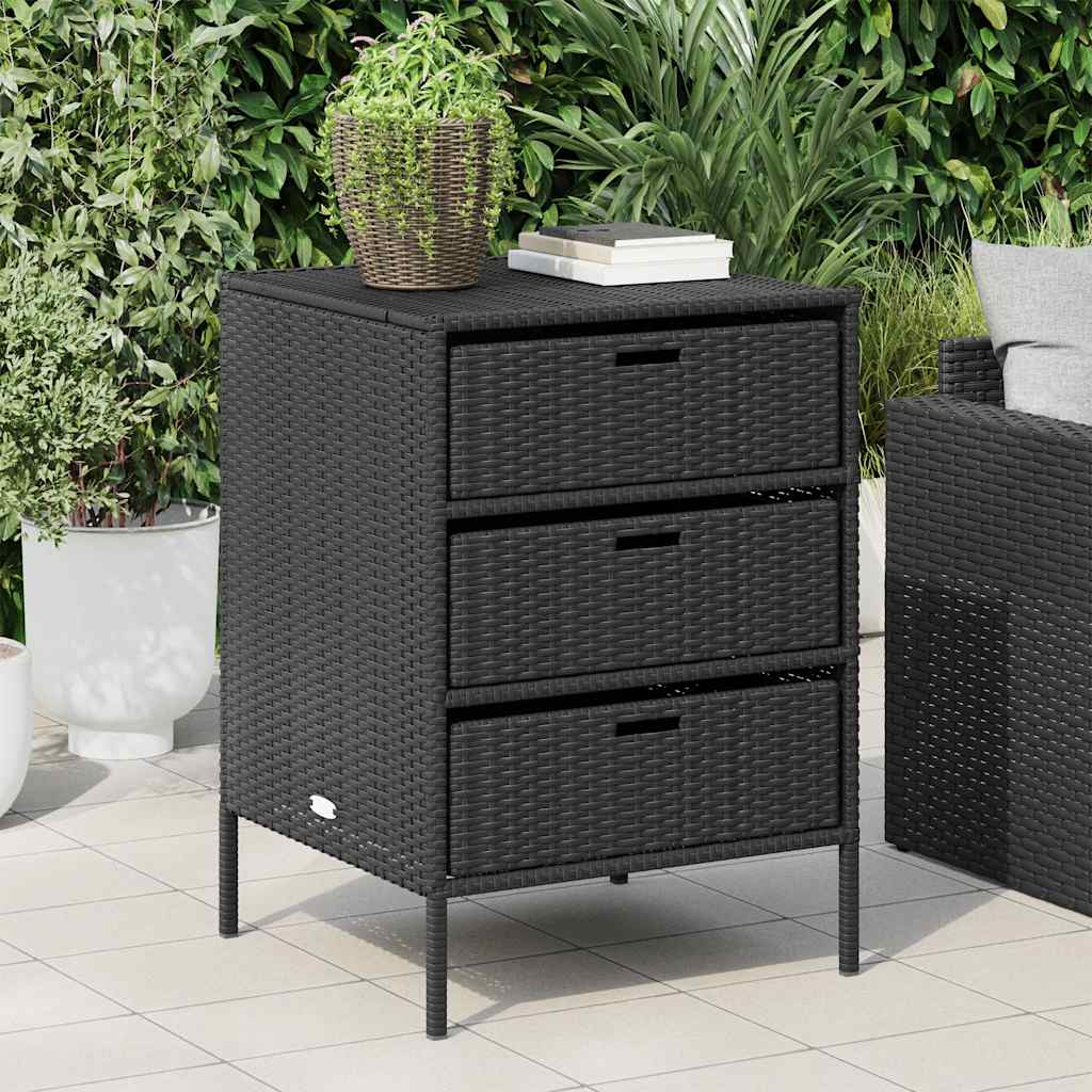 Armário de arrumação para jardim 55x59x80 cm vime PE preto