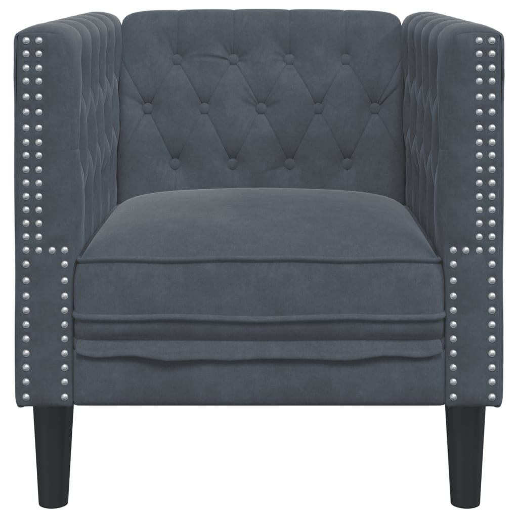 Sofá chesterfield veludo cinzento-escuro