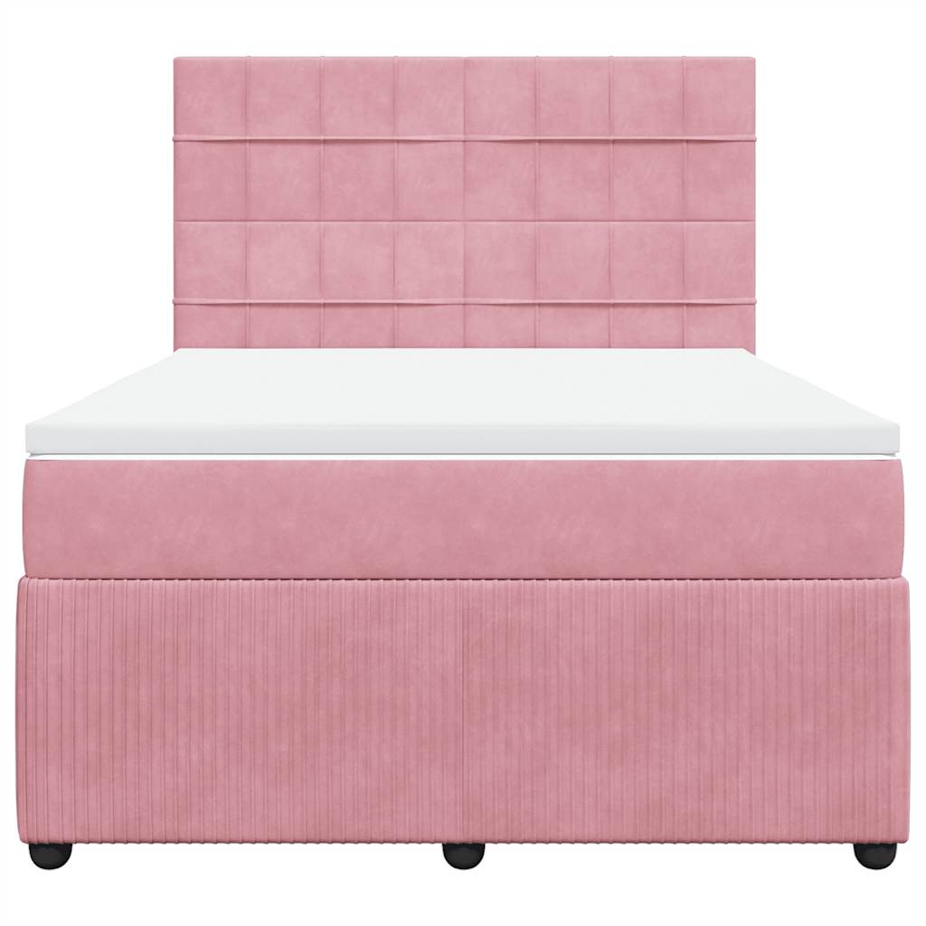 Cama com molas/colchão 140x190 cm veludo rosa